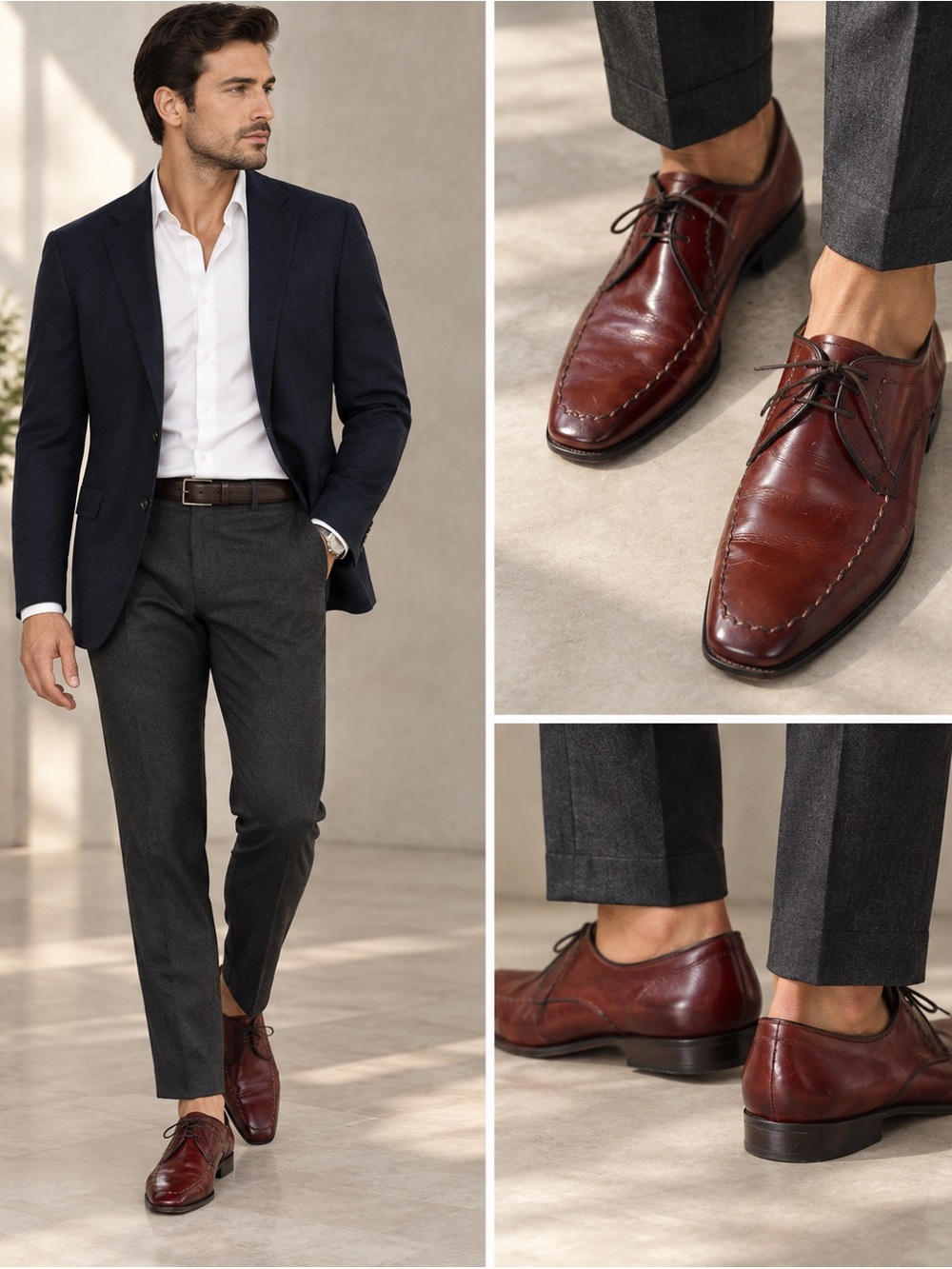 Barker Men's Elegant Leather Derby Shoes Made in England - William Barker